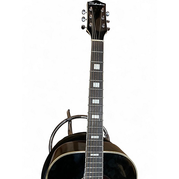 Used Silvertone 955 Dreadnought Black Acoustic Guitar