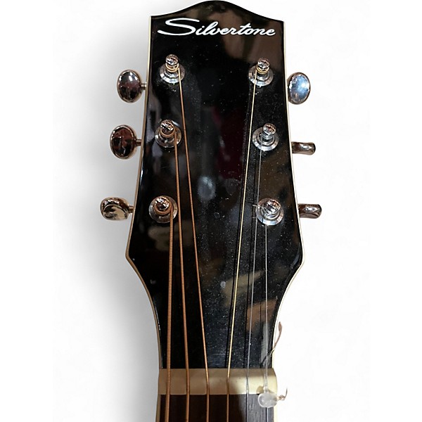 Used Silvertone 955 Dreadnought Black Acoustic Guitar