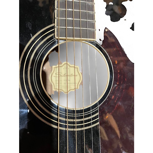 Used Silvertone 955 Dreadnought Black Acoustic Guitar