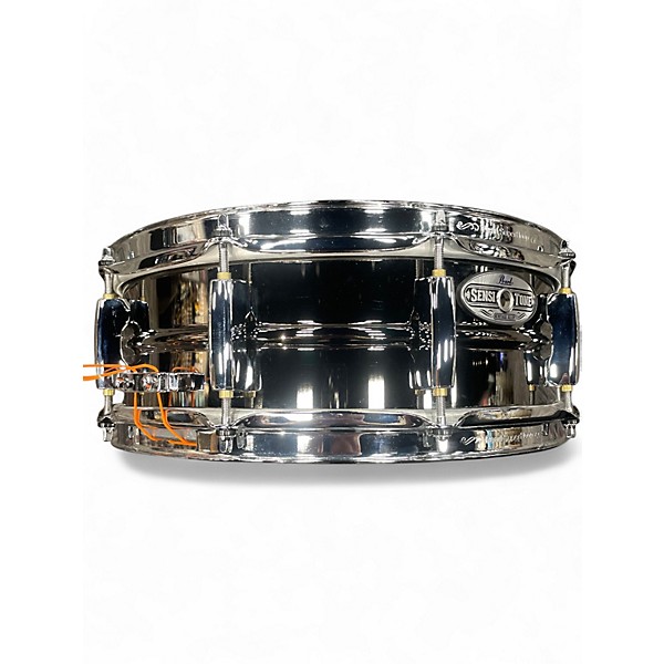 Used Pearl 5X14 Pearl Sensitone Seamless Heritage Alloy Snare Black Brass Drum