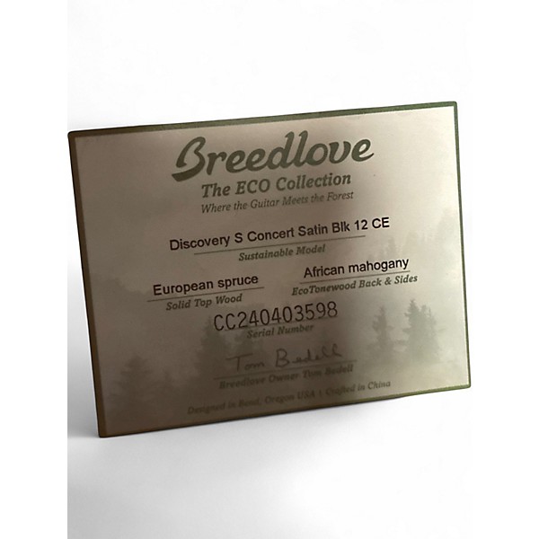 Used Breedlove Discovery S Concert Cutaway Satin Black 12 String Acoustic Electric Guitar