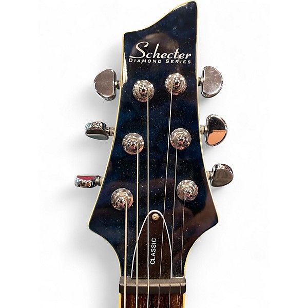 Used Schecter Guitar Research diamond series classic Blue Solid Body Electric Guitar
