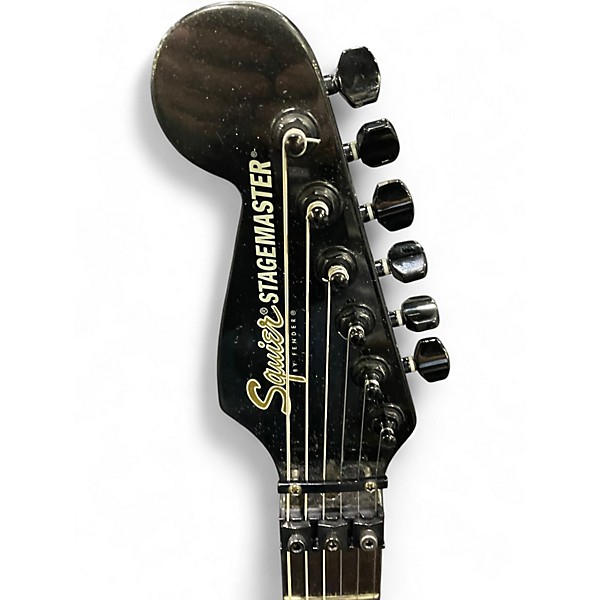 Used Squier Stagemaster Deluxe Metallic Black Solid Body Electric Guitar