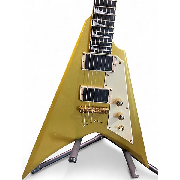 Used Esp Ltd KH-V Kirk Hammet V Metallic Gold Solid Body Electric Guitar