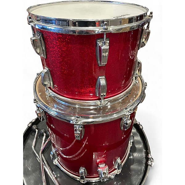 Used Ludwig 3 Piece Classic Maple red sparkle Drum Kit
