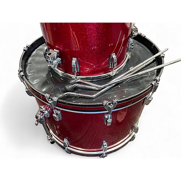 Used Ludwig 3 Piece Classic Maple red sparkle Drum Kit