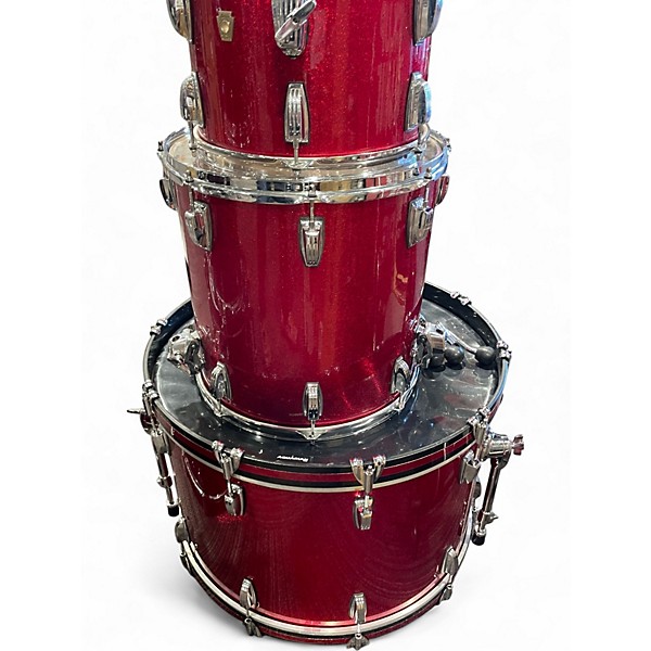 Used Ludwig 3 Piece Classic Maple red sparkle Drum Kit