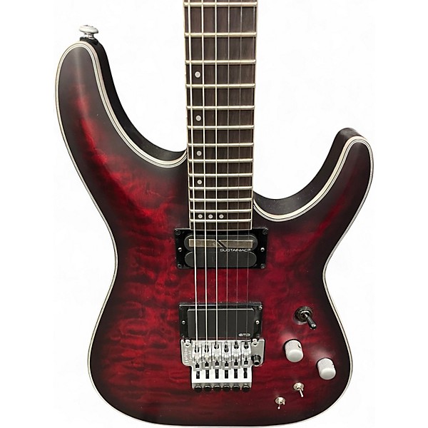 Used Schecter Guitar Research C1 Platinum FR S Crimson Red Burst Solid Body Electric Guitar