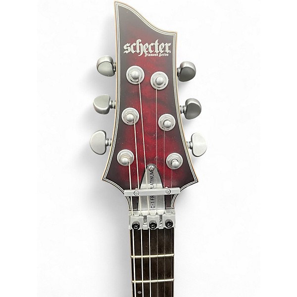 Used Schecter Guitar Research C1 Platinum FR S Crimson Red Burst Solid Body Electric Guitar