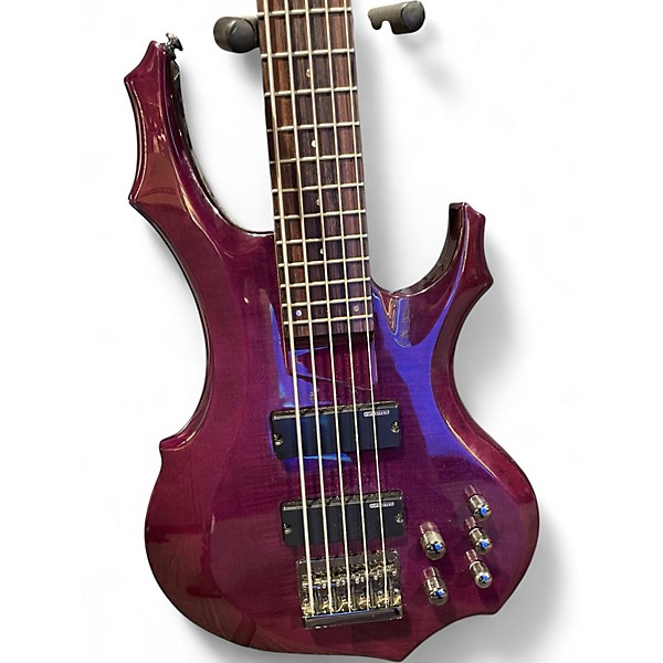 Used ESP LTD F155DX 5 String PURPLE Electric Bass Guitar