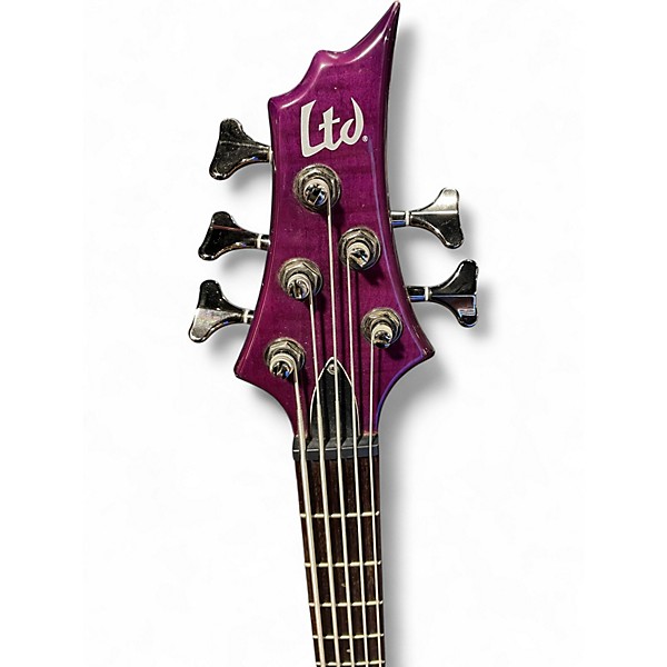 Used ESP LTD F155DX 5 String PURPLE Electric Bass Guitar