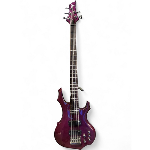 Used ESP LTD F155DX 5 String PURPLE Electric Bass Guitar