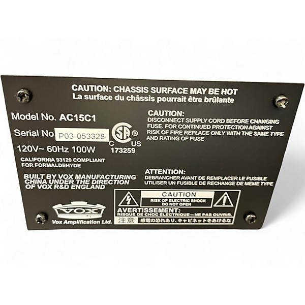 Used VOX AC15C1 15W Tube Guitar Combo Amp