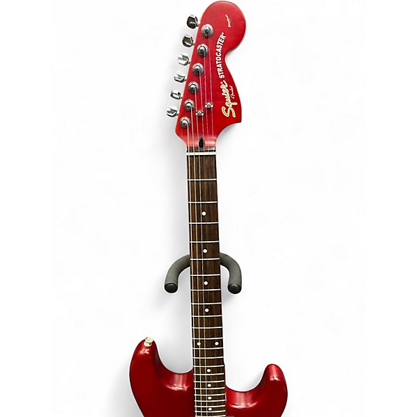 Used Squier DELUXE FAT STRATOCASTER Satin Red Solid Body Electric Guitar