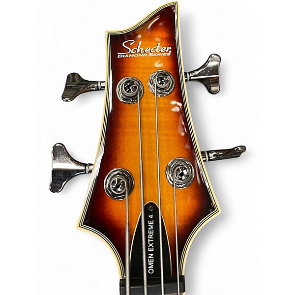 Used Schecter Guitar Research Omen Extreme 4 String Tobacco Burst Electric Bass Guitar