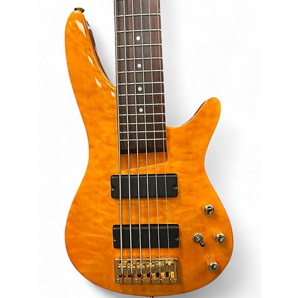 Used Brice 6 string Orange Electric Bass Guitar