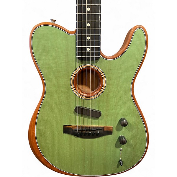 Used Fender American Acoustasonic Telecaster Surf Green Acoustic Electric Guitar