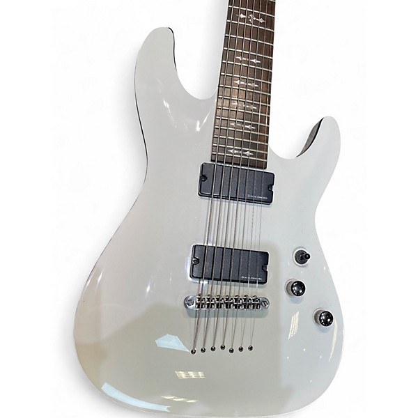 Used Schecter Guitar Research Omen 7 White Solid Body Electric Guitar