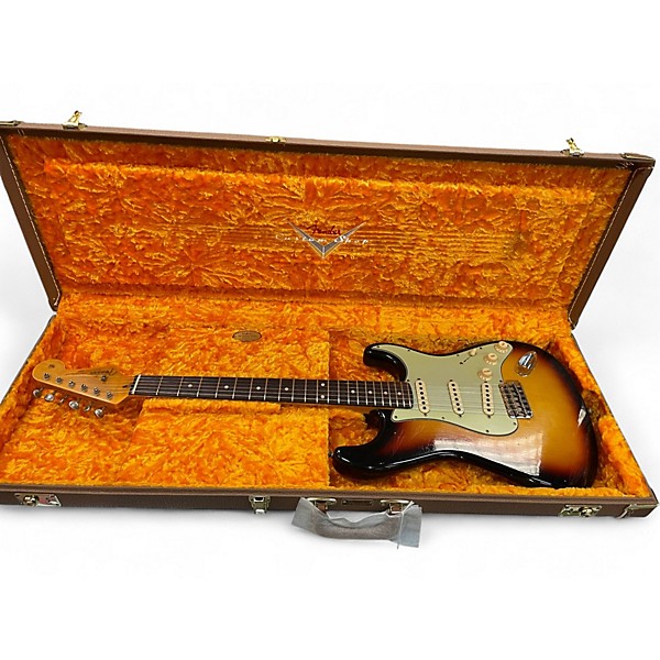 Used Fender Custom Shop 63' Journeyman Stratocaster 3 Tone Sunburst Solid Body Electric Guitar