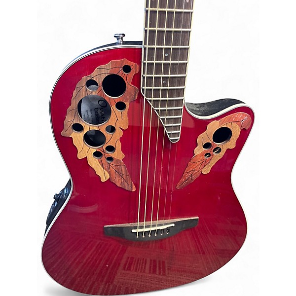 Used Ovation CE48 Red Acoustic Electric Guitar