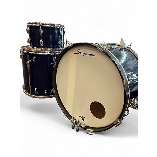 Used Slingerland 3 Piece Mid-60s Shell Pack Blue Sparkle Drum Kit