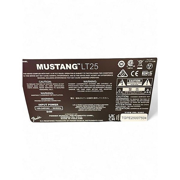 Used Fender Mustang LT25 25W 1x8 Guitar Combo Amp