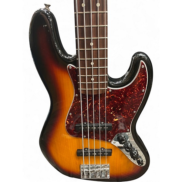 Used Fender Deluxe Jazz Bass V 3 Tone Sunburst Electric Bass Guitar