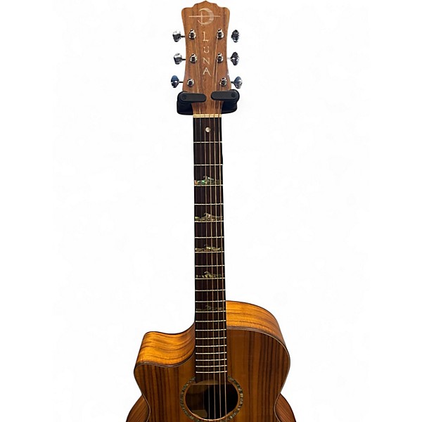 Used Luna HT KOA GCE L Natural Acoustic Electric Guitar