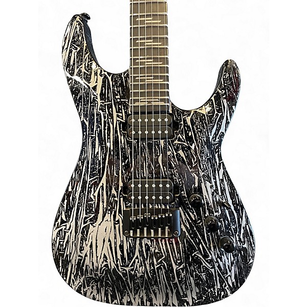 Used Schecter Guitar Research C-1 Silver Mountain Black and Silver Solid Body Electric Guitar