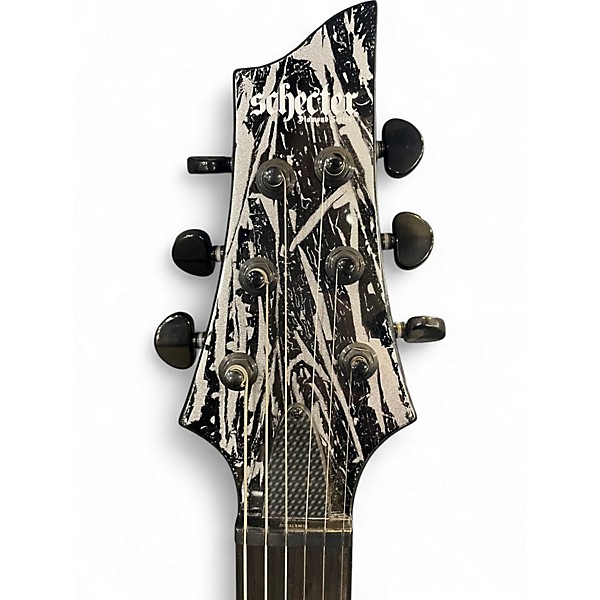 Used Schecter Guitar Research C-1 Silver Mountain Black and Silver Solid Body Electric Guitar