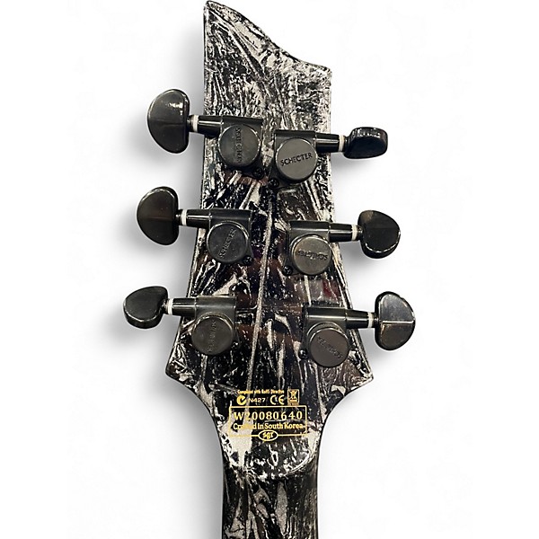 Used Schecter Guitar Research C-1 Silver Mountain Black and Silver Solid Body Electric Guitar