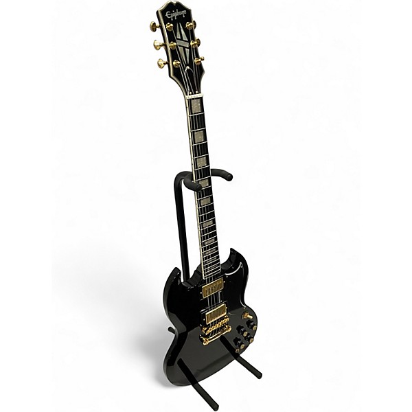 Used Epiphone SG CUSTOM Black and Gold Solid Body Electric Guitar