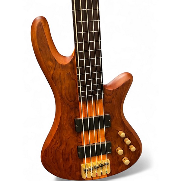 Used 2023 Schecter Guitar Research Stiletto Studio 5 String Fretless Natural Electric Bass Guitar