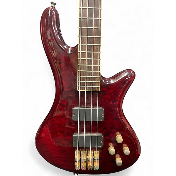 Used Schecter Guitar Research Stiletto Elite 4 String Crimson Red Burst Electric Bass Guitar