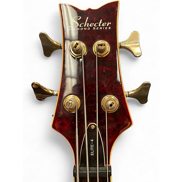 Used Schecter Guitar Research Stiletto Elite 4 String Crimson Red Burst Electric Bass Guitar