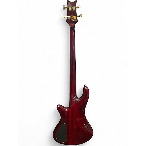 Used Schecter Guitar Research Stiletto Elite 4 String Crimson Red Burst Electric Bass Guitar