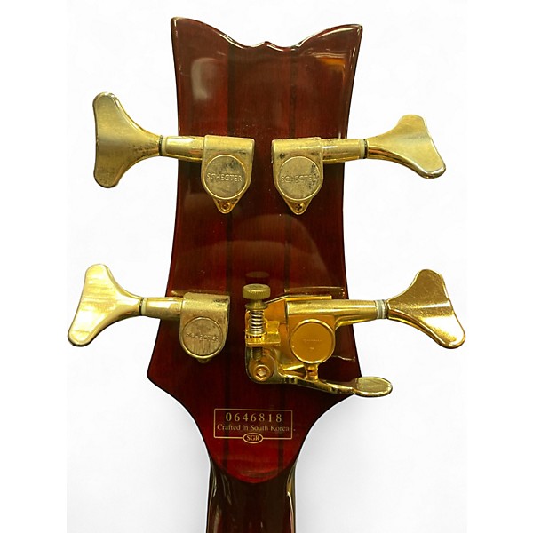 Used Schecter Guitar Research Stiletto Elite 4 String Crimson Red Burst Electric Bass Guitar