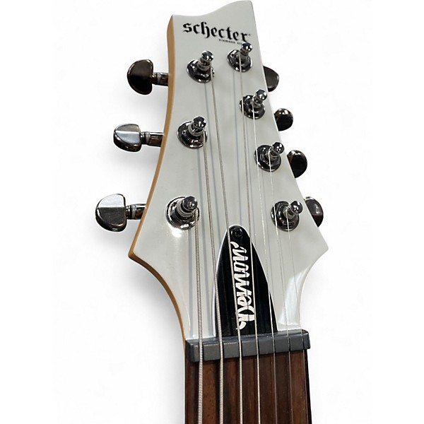 Used Schecter Guitar Research Demon 7 String White Solid Body Electric Guitar