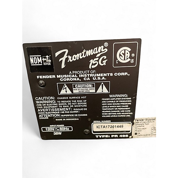 Used Fender Frontman 15G 1X8 15W Guitar Combo Amp