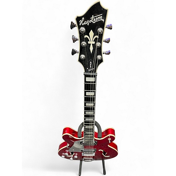 Used Hagstrom SUPER VIKING LEFTY Red Hollow Body Electric Guitar