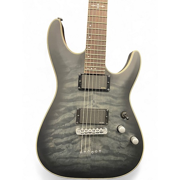 Used Schecter Guitar Research C1 Platinum Translucent Black Solid Body Electric Guitar