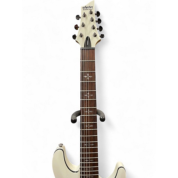 Used Schecter Guitar Research Demon 7 String White Solid Body Electric Guitar