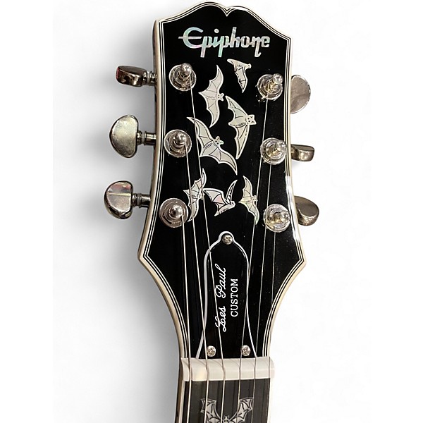 Used Epiphone Les Paul Custom Bats In Flight Dark Purple Burst Solid Body Electric Guitar