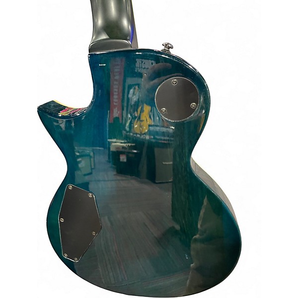 Used ESP ec-401qmv Trans Green Solid Body Electric Guitar