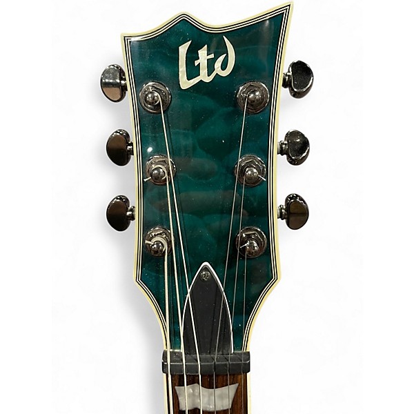 Used ESP ec-401qmv Trans Green Solid Body Electric Guitar