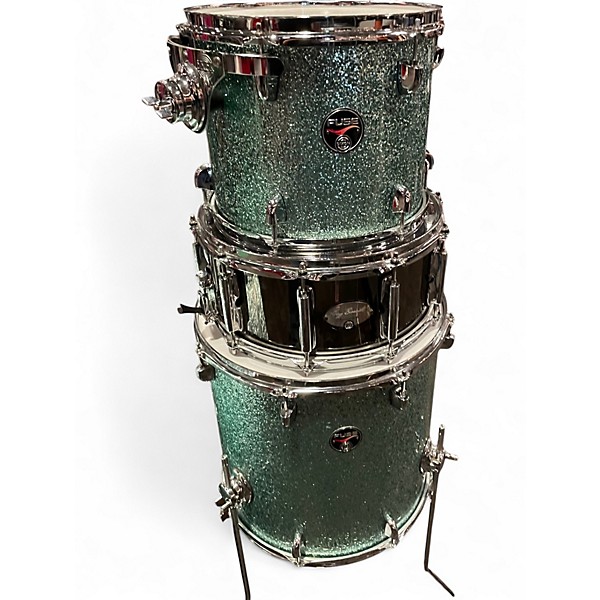 Used Dixon 4 Piece FUSE GREGG BISSONETTE SEA FOAM GREEN SPARKLE Drum Kit