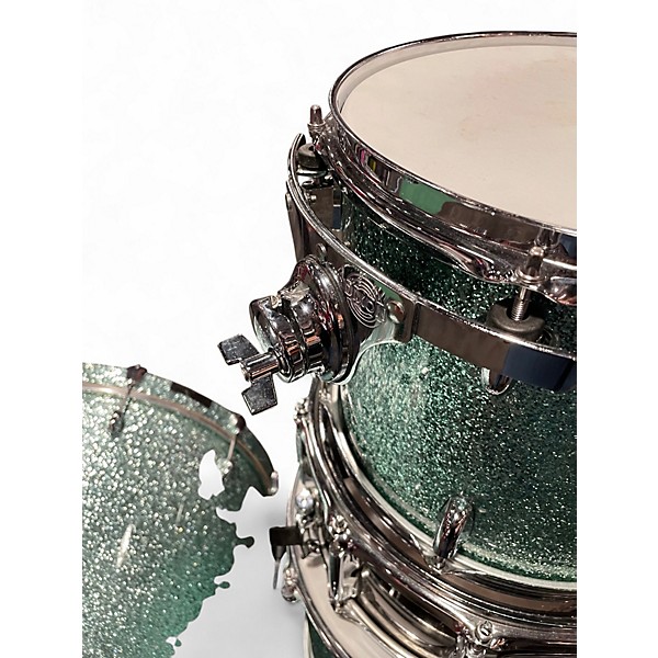 Used Dixon 4 Piece FUSE GREGG BISSONETTE SEA FOAM GREEN SPARKLE Drum Kit