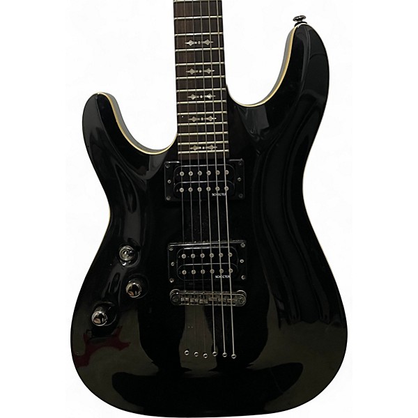 Used Schecter Guitar Research Omen 6 Metallic Black Solid Body Electric Guitar