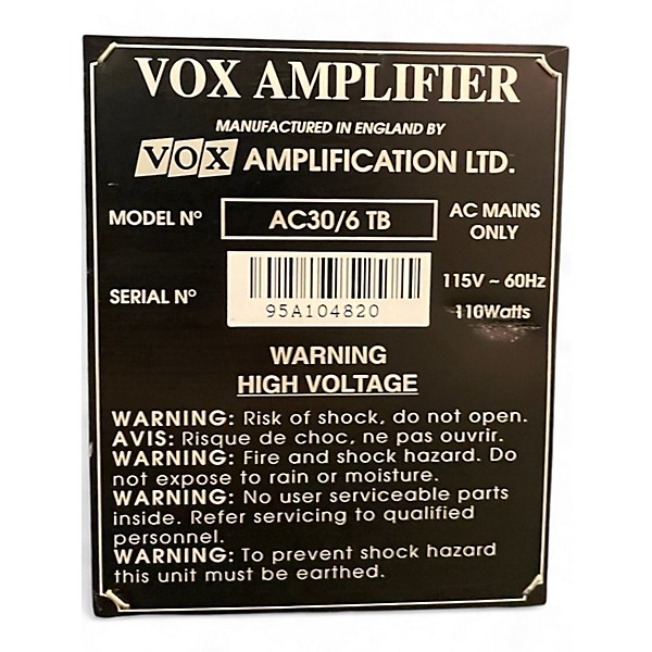 Used VOX AC306TB Tube Guitar Combo Amp