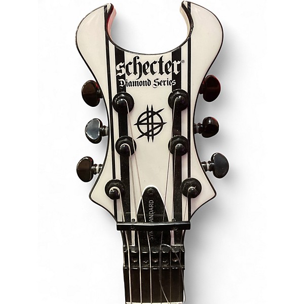 Used Schecter Guitar Research Synyster Gates Signature Standard White with Black Pinstripes Solid Body Electric Guitar